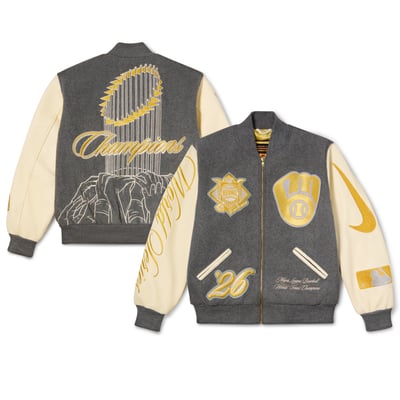  Milwaukee Brewers Nike 2026 World Series Champions Destroyer Baseball Jacket - Gray