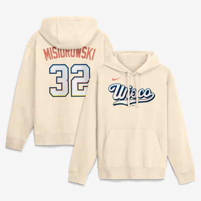 Jacob Misiorowski Milwaukee Brewers Nike Name & Number Club Fleece Pullover Hoodie - Cream