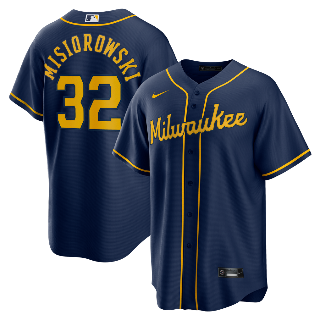 Men's Milwaukee Brewers Jacob Misiorowski Nike Navy Alternate Replica ...