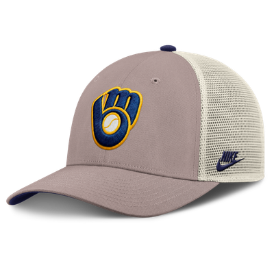 Milwaukee Brewers Nike Rise Adjustable Trucker Hat - Khaki