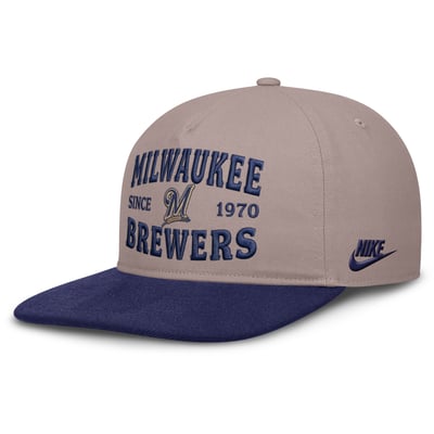 Milwaukee Brewers Nike Pro A-Frame Adjustable Hat - Light Brown/Royal