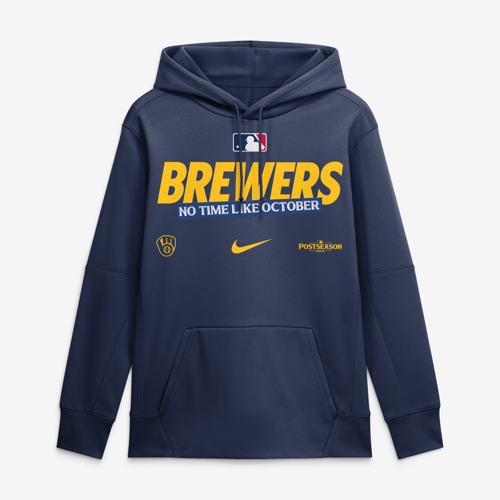 Milwaukee Brewers Nike 2026 MLB Postseason Authentic Collection Therma Fleece Hoodie in navy