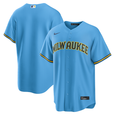 Milwaukee Brewers Nike Road Replica Jersey - Powder Blue