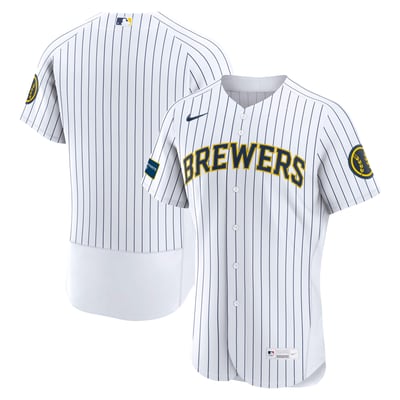 Milwaukee Brewers Nike Alternate Sponsor Patch Authentic Jersey - White