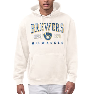  Milwaukee Brewers Starter Established Logo Fleece Hoodie - Cream