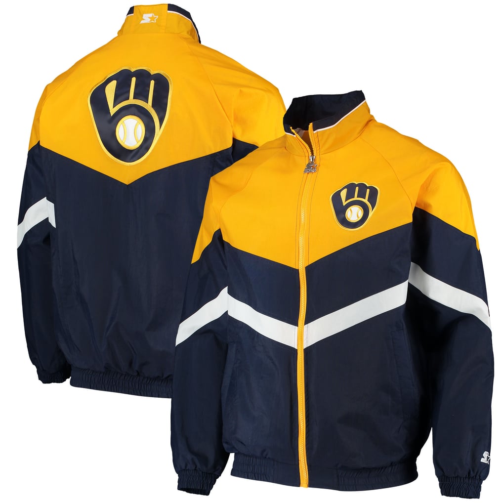 Men's Milwaukee Brewers Starter Navy/Gold The Bench Coach Full-Zip Jacket