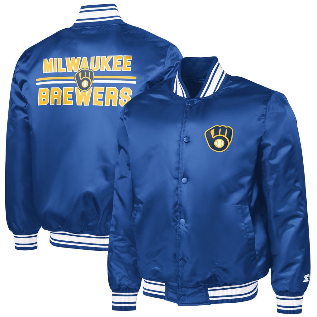 Milwaukee Brewers Starter Printed Logo Varsity Full-Snap Satin Jacket - Royal