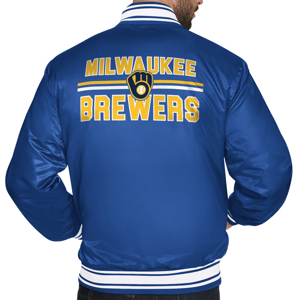 Milwaukee Brewers Starter Printed Logo Varsity Full-Snap Satin Jacket - Royal