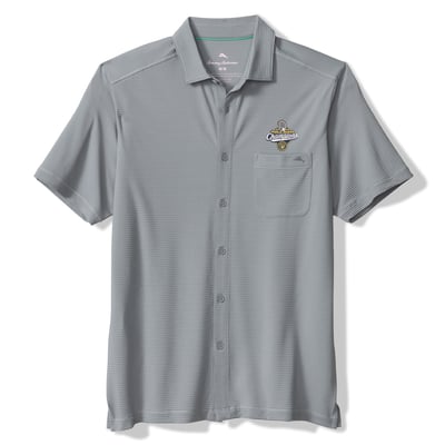 Milwaukee Brewers Tommy Bahama 2026 World Series Champions Wave Camp IslandZone Full-Button Shirt - Gray