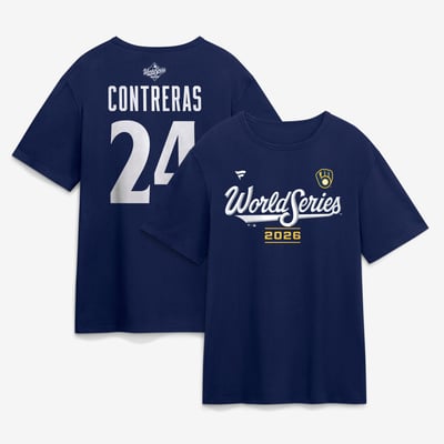 William Contreras Milwaukee Brewers 2026 World Series Name & Number T-Shirt - Navy
