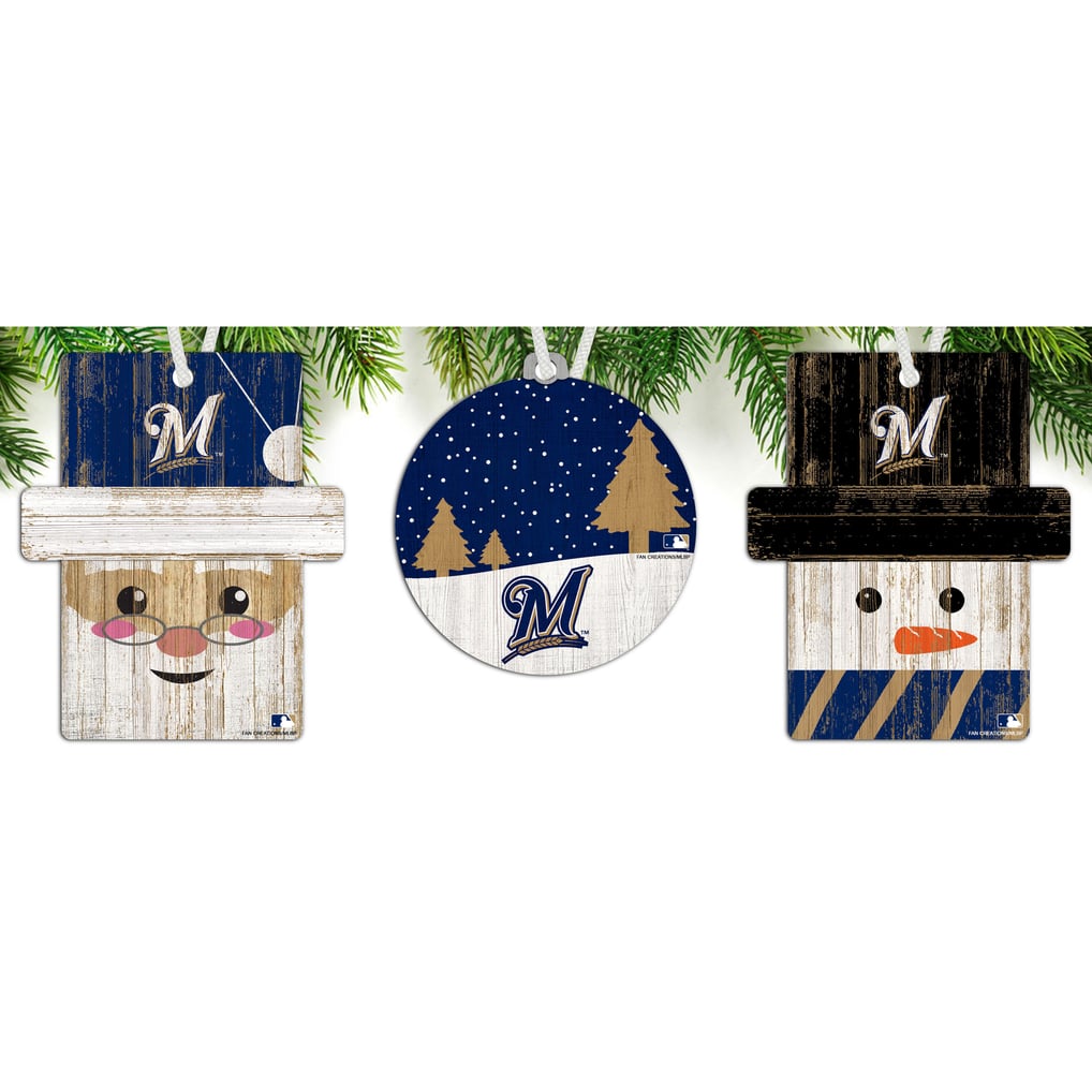 Milwaukee Brewers 3-Pack Ornament Set