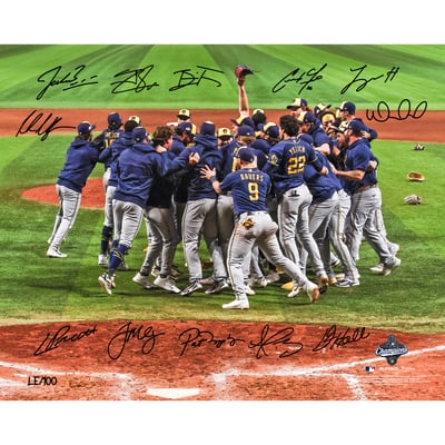 Milwaukee Brewers Autographed Fanatics Authentic 2026 World Series Champions 16" x 20" Celebration Photograph with at Least 12 Signatures - Limited Edition of 100