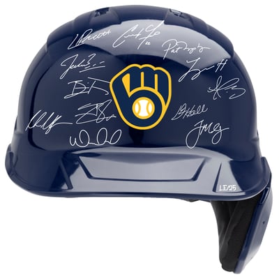 Milwaukee Brewers Autographed Fanatics Authentic 2026 World Series Champions Mach Pro Replica Batting Helmet with at Least 12 Signatures - Limited Edition of 25
