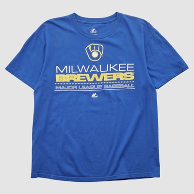 Milwaukee Brewers Majestic 2000s T-shirt - Blue - M by Fanatics Real Vintage