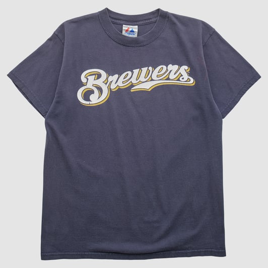 Milwaukee Brewers Majestic 2000s T-shirt - Navy - S by Fanatics Real Vintage
