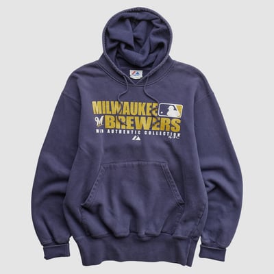 Milwaukee Brewers Majestic 2007 Hooded Pullover Sweatshirt - Navy - L by Fanatics Real Vintage
