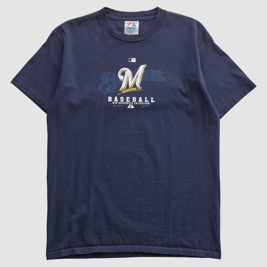 Milwaukee Brewers Majestic 2007 T-shirt - Navy - S by Fanatics Real Vintage