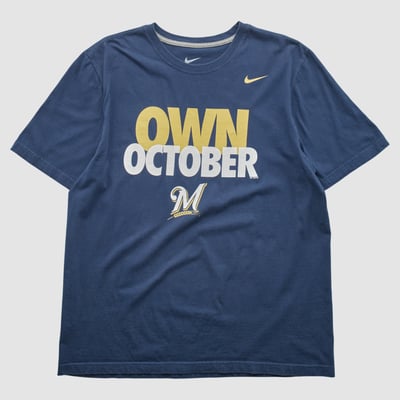 Milwaukee Brewers Nike 2010s T-shirt - Navy - L by Fanatics Real Vintage