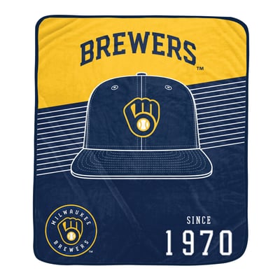 Milwaukee Brewers Pegasus Block Stripe Logo 50" x 60" Ultra Soft Blanket