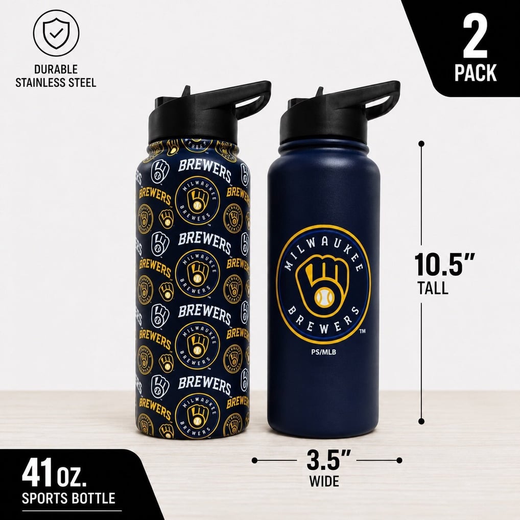 Milwaukee Brewers Pegasus Game Day Duo 41oz. Stainless Steel Water ...