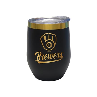 Milwaukee Brewers The Memory Company 12oz. Stainless Steel Gold Lettering Stemless Wine Tumbler