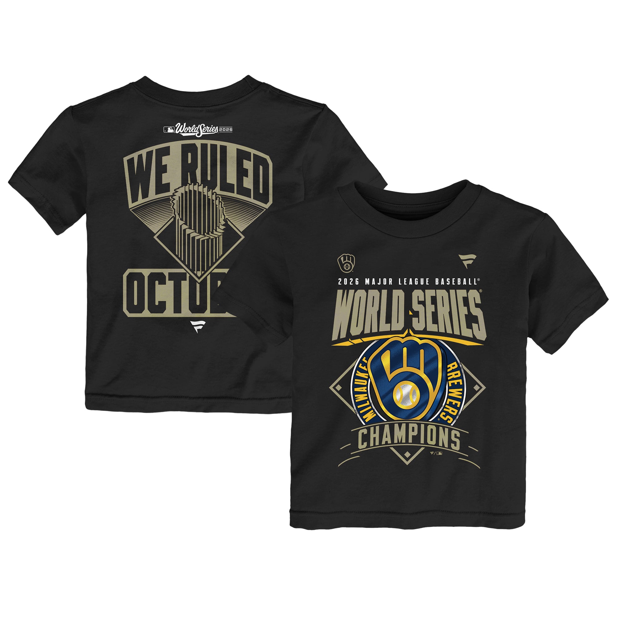 Lockr Rom Toddler Milwaukee Brewers Fanatics Black 2026 World Series Champions ...