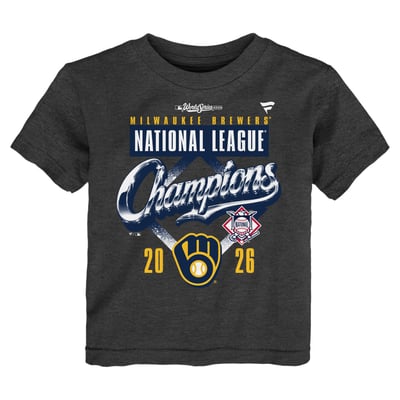 Milwaukee Brewers Fanatics Toddler 2026 National League Champions Locker Room T-Shirt - Heather Charcoal