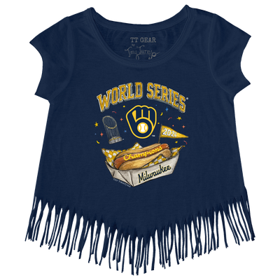 Milwaukee Brewers Tiny Turnip Toddler 2026 World Series Champions Fringe T-Shirt - Navy