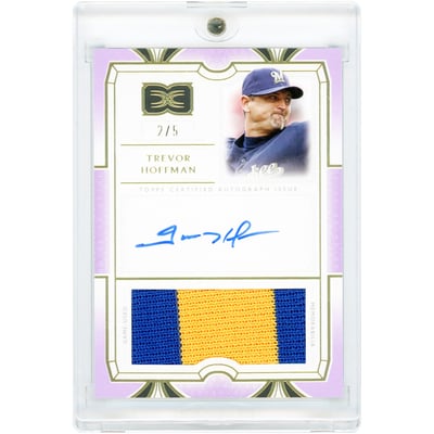 Trevor Hoffman Milwaukee Brewers Autographed 2024 Topps Definitive Collection Game Used Dual-Color Jersey Relic Purple #DARC-THO #2/5 Card