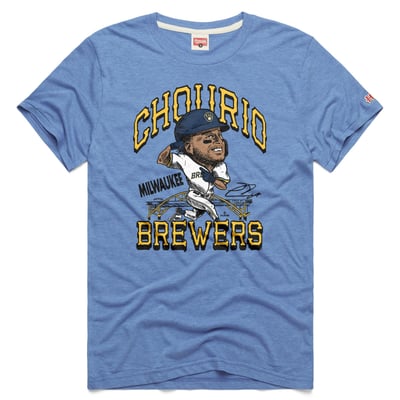 Jackson Chourio Milwaukee Brewers Homage Unisex Signature Tri-Blend T-Shirt - Light Blue
