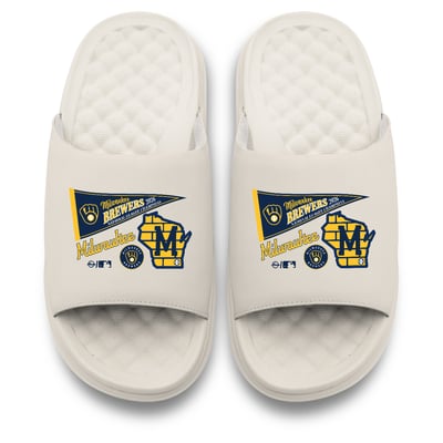 Milwaukee Brewers ISlide Unisex 2026 National League Champions Motive Slide Sandals - Cream