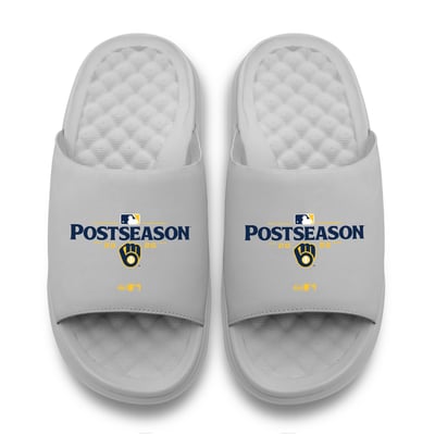 Milwaukee Brewers ISlide Unisex 2026 MLB Postseason Motive Slide Sandals - Gray