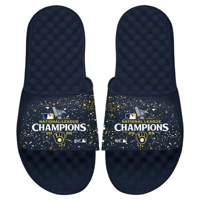 Milwaukee Brewers ISlide Unisex 2026 National League Champions Slide Sandals - Navy