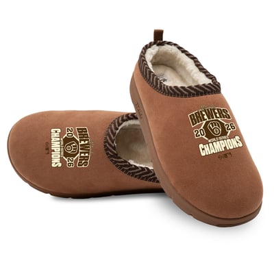 Milwaukee Brewers ISlide Unisex 2026 World Series Champions Mission Slippers - Tan