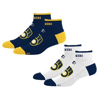  Milwaukee Brewers Starter Unisex Two-Pack Front & Center Quarter Length Socks