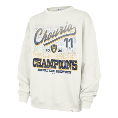 Jackson Chourio Milwaukee Brewers '47 Women's 2026 World Series Champions Oversized Sweatshirt - Cream