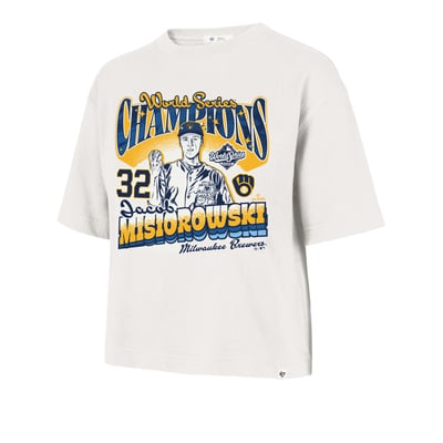 Jacob Misiorowski Milwaukee Brewers '47 Women's 2026 World Series Champions Boxy Cropped T-Shirt - Cream