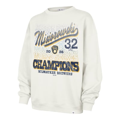 Jacob Misiorowski Milwaukee Brewers '47 Women's 2026 World Series Champions Oversized Sweatshirt - Cream