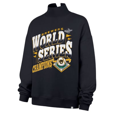 Milwaukee Brewers '47 Women's 2026 World Series Champions Oversized Mock Neck Sweatshirt - Navy