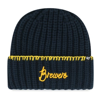 Milwaukee Brewers '47 Women's Blanket Stitch Cuffed Knit Hat - Navy