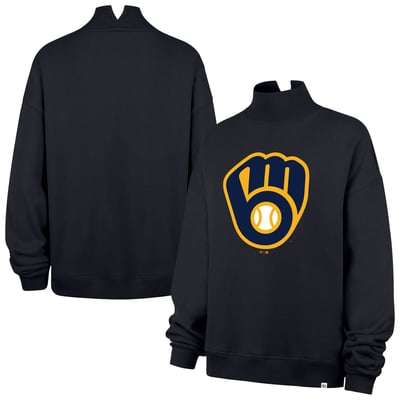  Milwaukee Brewers '47 Women's Imprint Mock Neck Sweatshirt - Navy