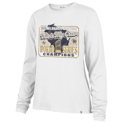 Milwaukee Brewers '47 Women's 2026 World Series Champions Long Sleeve Frankie T-Shirt - White
