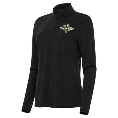 Milwaukee Brewers Antigua Women's 2026 National League Champions Bright Quarter-Zip Pullover - Heather Black