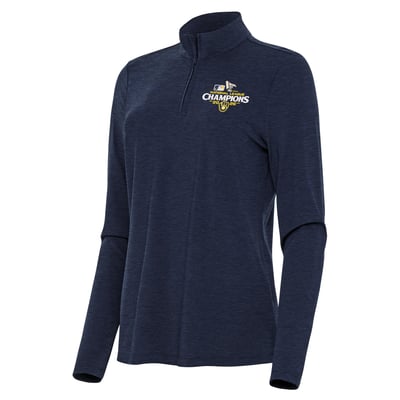 Milwaukee Brewers Antigua Women's 2026 National League Champions Bright Quarter-Zip Pullover - Heather Navy