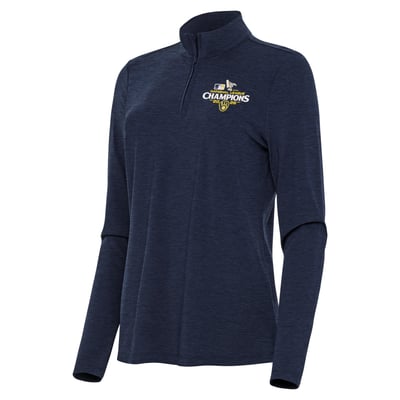 Milwaukee Brewers Antigua Women's 2026 National League Champions Bright Quarter-Zip Pullover - Heather Navy