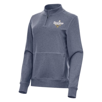Milwaukee Brewers Antigua Women's 2026 World Series Crush Quarter-Zip Pullover - Heather Navy