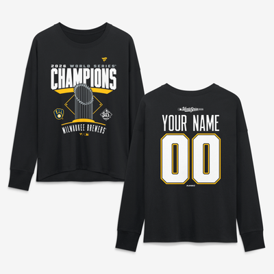 Milwaukee Brewers Women's 2026 World Series Champions Custom Long Sleeve T-Shirt - Black
