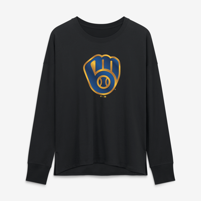 Milwaukee Brewers Women's Forged Mascot Long Sleeve T-Shirt - Black