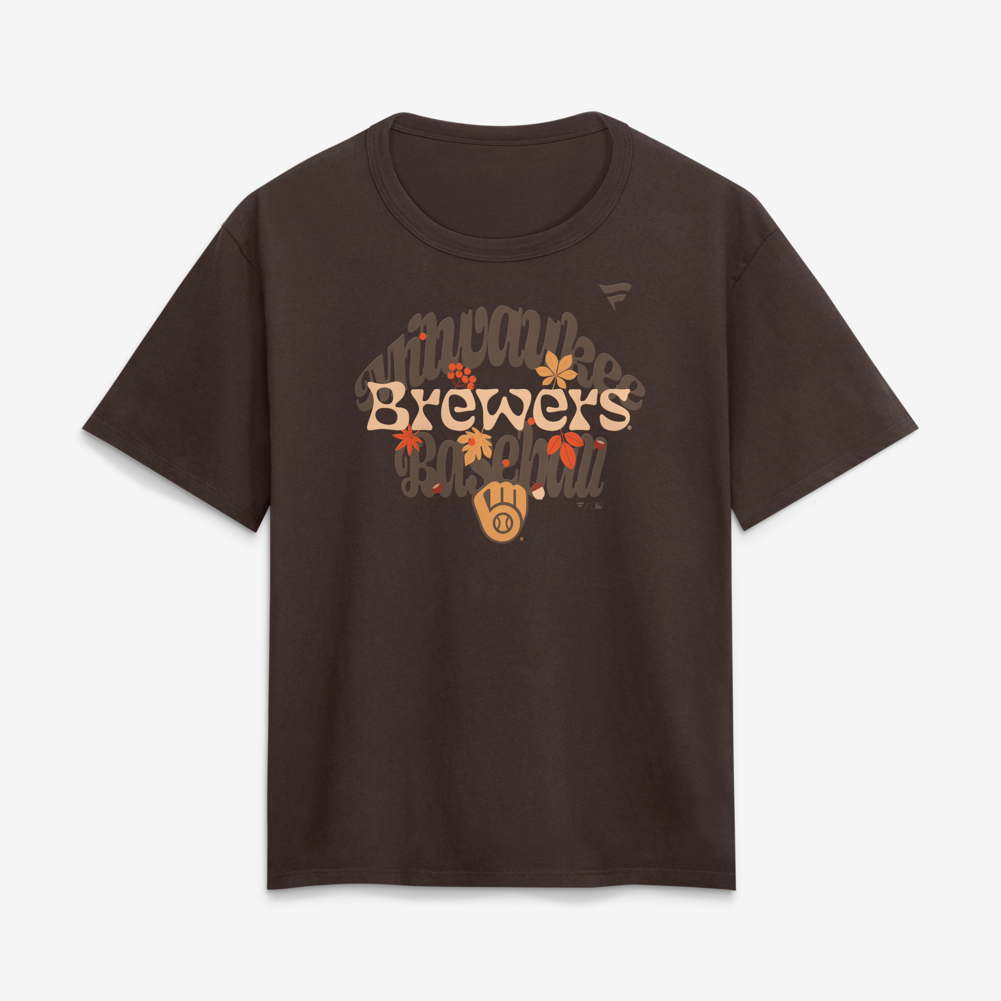 Women's Milwaukee Brewers Brown Fall Leaves T-Shirt