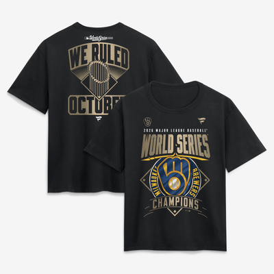 Milwaukee Brewers Fanatics Women's 2026 World Series Champions Locker Room T-Shirt - Black